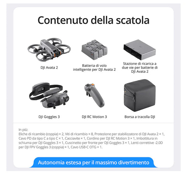 Dji Avata 2 Fly More Combo (3 Batterie) - Garanzia Dji Italia