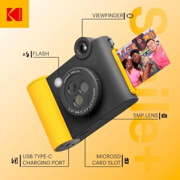 Kodak Smile+ 2x3 Fotocamera digitale istantanea Nera