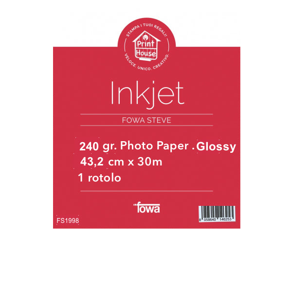 Carta per plotter Inkjet 43,2cm x 30mt 240gr. Glossy FS1998