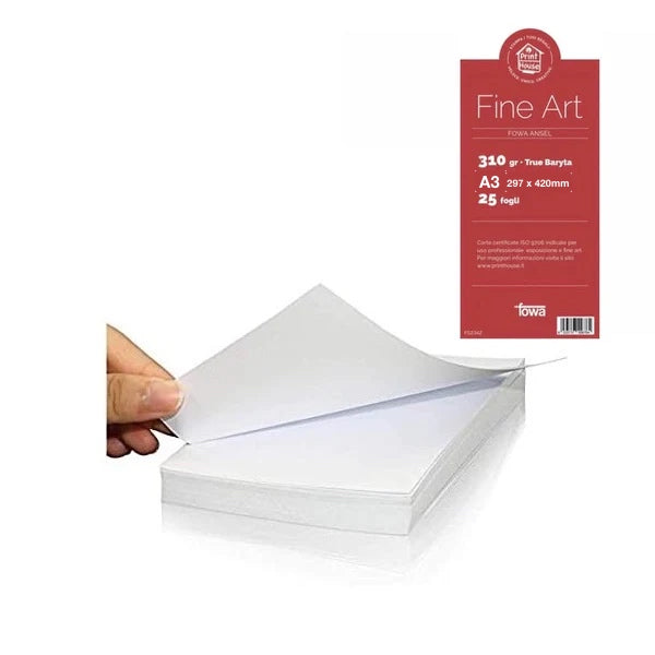 Fowa Carta per stampante Inkjet A3 310gr. Ansel Baryta Conf. 25 Fogli FS2341