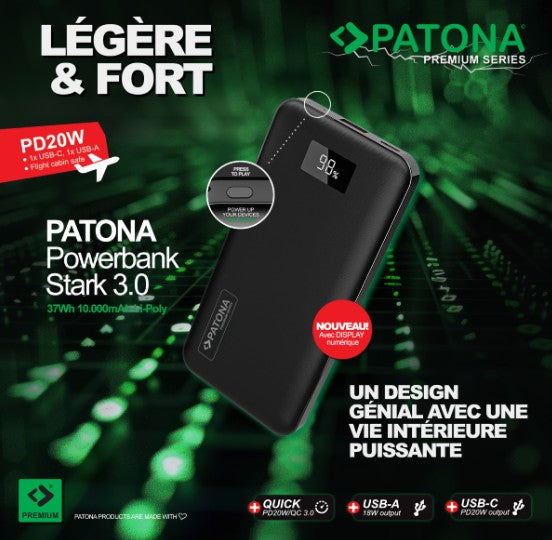Patona Premium Powerbank Stark 3.0 PD20W 10.000mAh