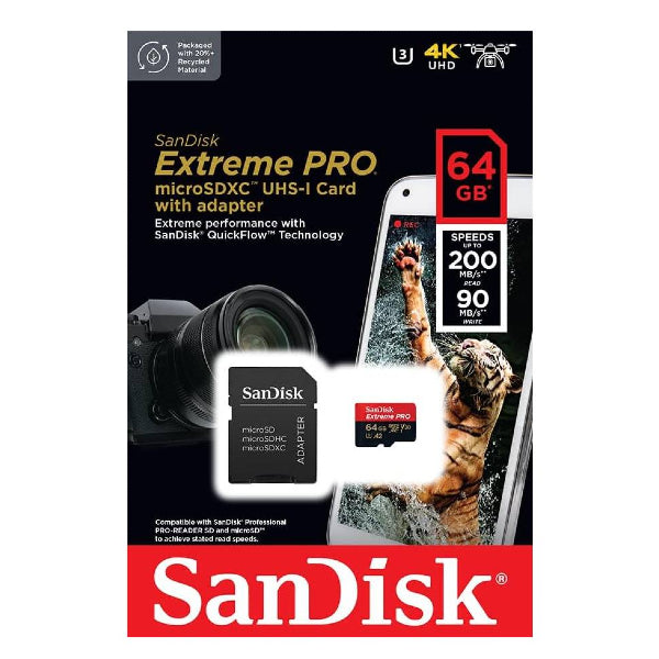 Sandisk Extreme Pro MicroSD 64GB 200MB/s + Adattatore SD