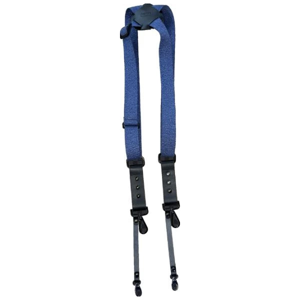 Tracolla Doppia per Mirrorless in Tessuto Jeans e Cuoio