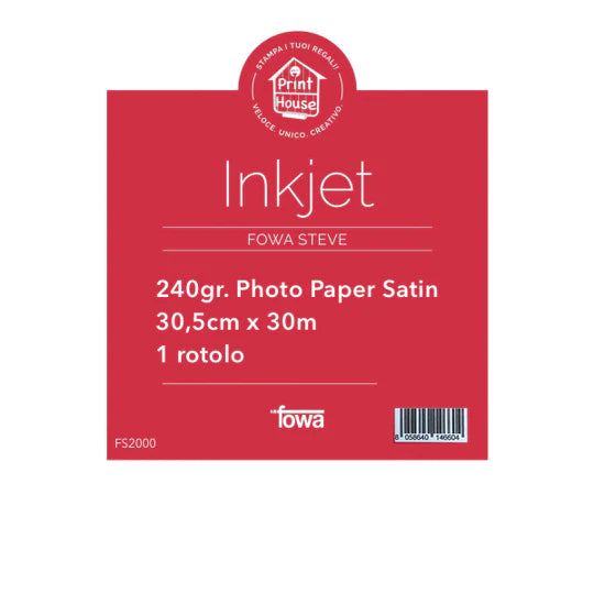 Carta per plotter Inkjet 30,5cm x 30m 240gr. Satin FS2000