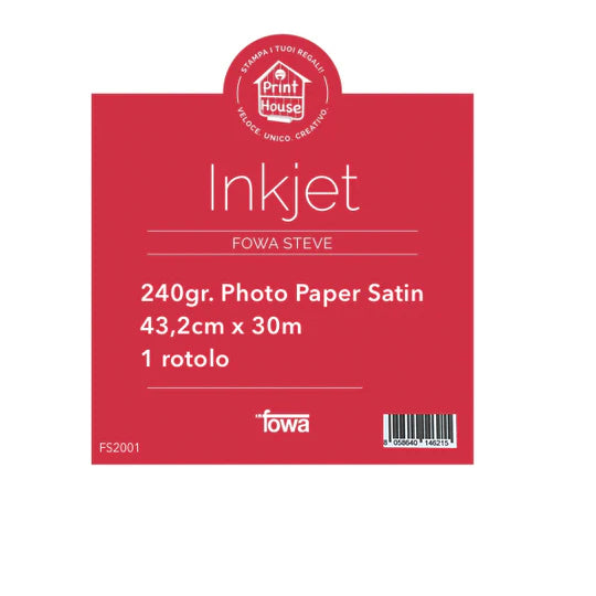 Carta per plotter Inkjet 43,2cm x 30m 240gr. Satin FS2001