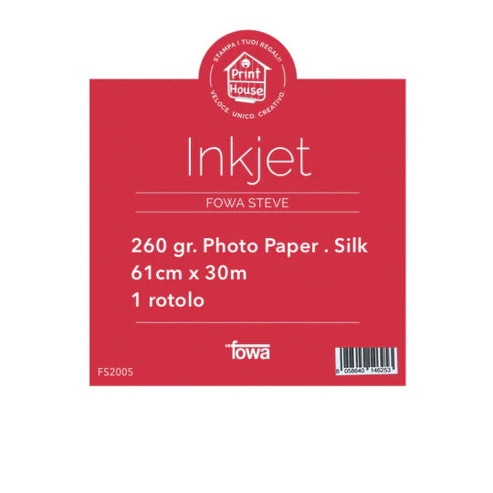 Carta per plotter Inkjet 61cm x 30m 260gr. Silk FS2005