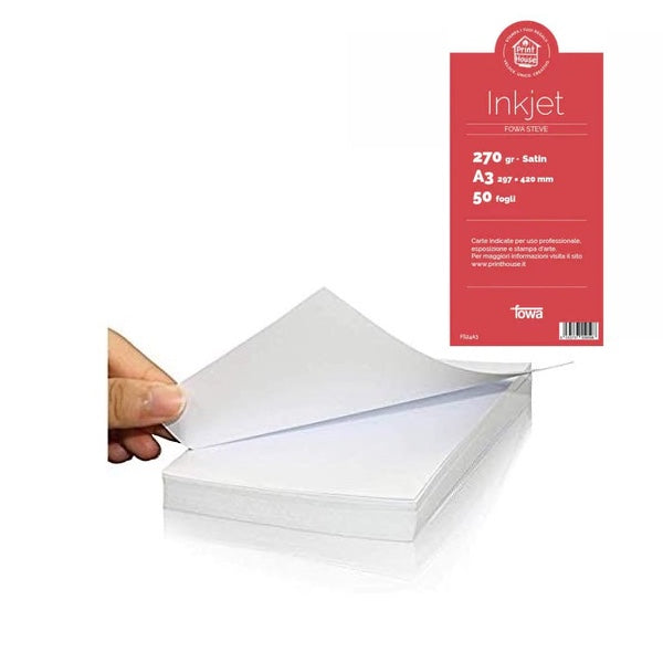 Fowa Carta per stampante Inkjet A3 270gr. Satin Conf. 50 Fogli FS24A3
