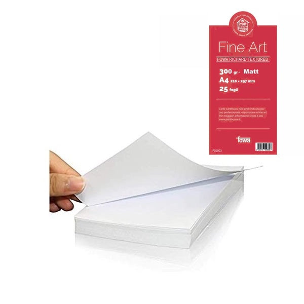 Fowa Carta per stampante Inkjet A4 300gr. Matt Conf. 25 Fogli FS3303