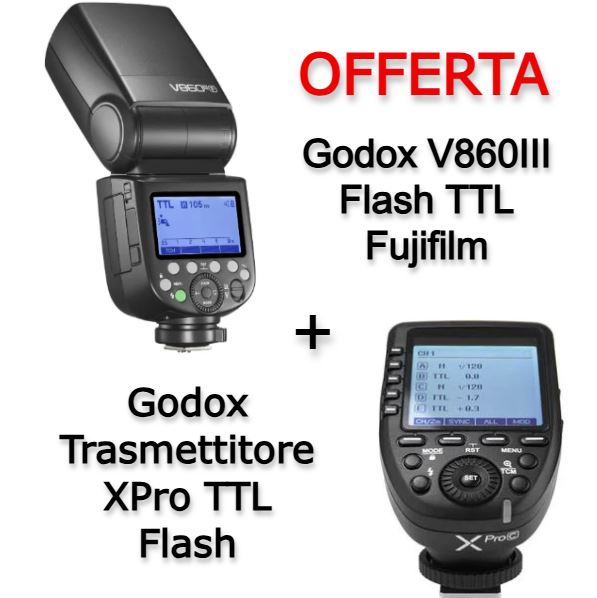 Godox V860III Flash TTL Fujifilm + Godox Trasmettitore XPro TTL Flash