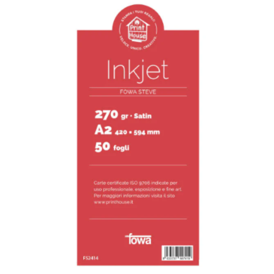 Fowa Carta per Stampante Inkjet A2 270gr. Satin Conf. 50 Fogli FS2414