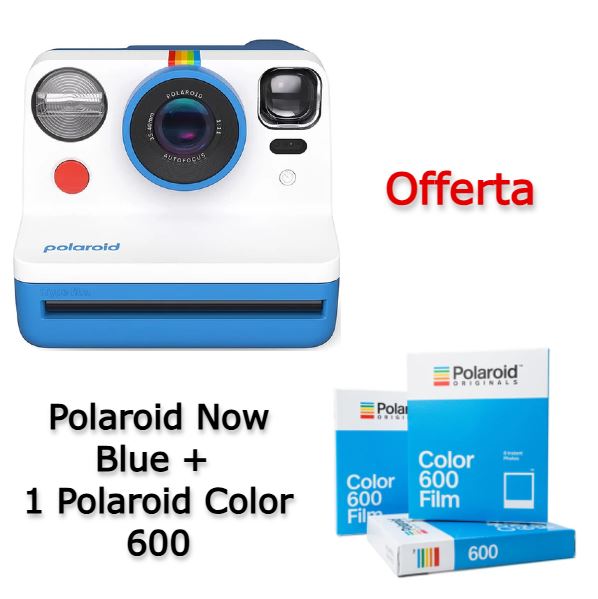 Polaroid Now Blue 2°Gen + 1 Polaroid Color 600 Film