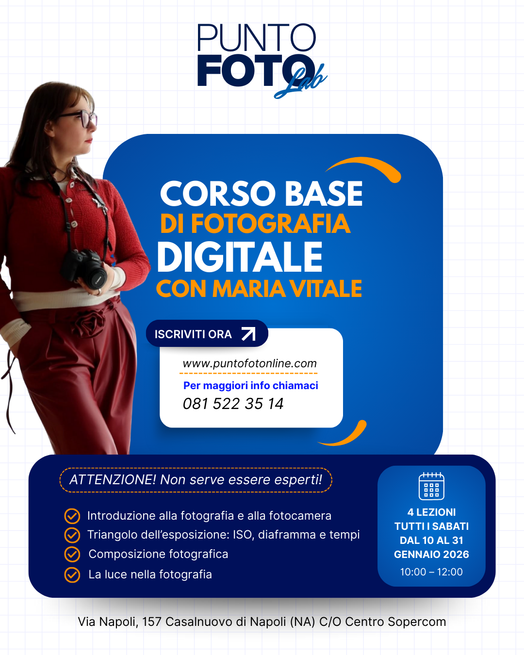 Corso Base di Fotografia con Maria Vitale | 4 Lezioni in aula