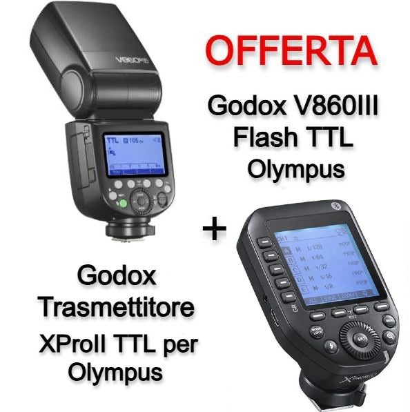 Godox V860III Flash TTL Olympus + Godox Trasmettitore XProll TTL per Olympus