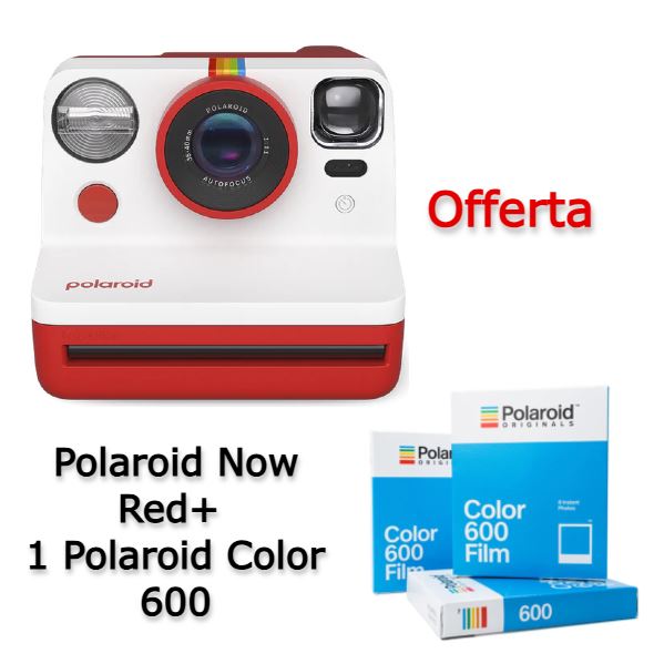 Polaroid Now Red 2° Gen + 1 Polaroid Color 600 Film
