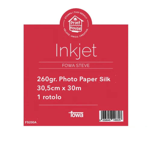 Carta per plotter Inkjet 30,5cm x 30m 260gr. Silk FS200A