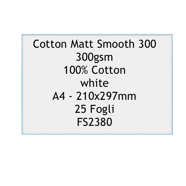Carta Cotton Matt Smooth 300 A4 25 Fogli FS2380