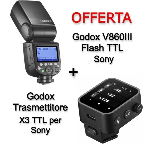Godox V860III Flash TTL Sony +Trasmettitore X3 TTL per Sony