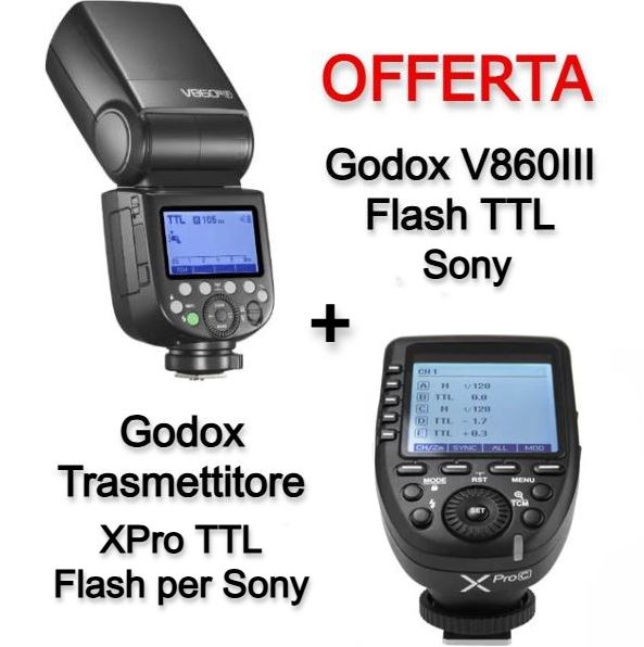 Godox V860III Flash TTL Sony + Trasmettitore XPro TTL Flash per Sony