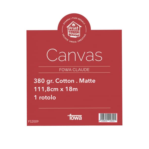 Carta Canvas per plotter Inkjet 111,8cm x 18m 380gr. Cotton Matte FS2009