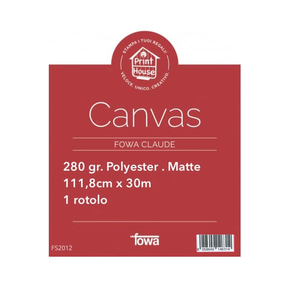Carta Canvas per plotter Inkjet 111,8cm x 30m 280gr. Polyestere Matte FS2012